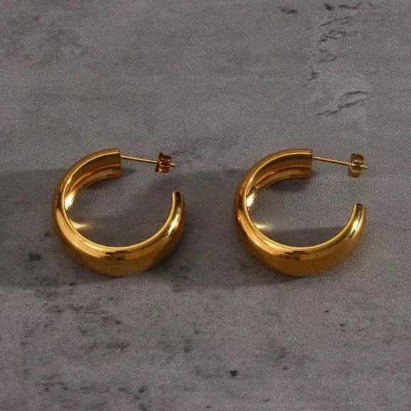 New Chunky Ice Hoop 18K Hoop Earrings, NICE EARRINGS, CUTE EARRINGS - Picture 6 of 7